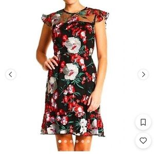 Donna morgan red and silver dress size 8